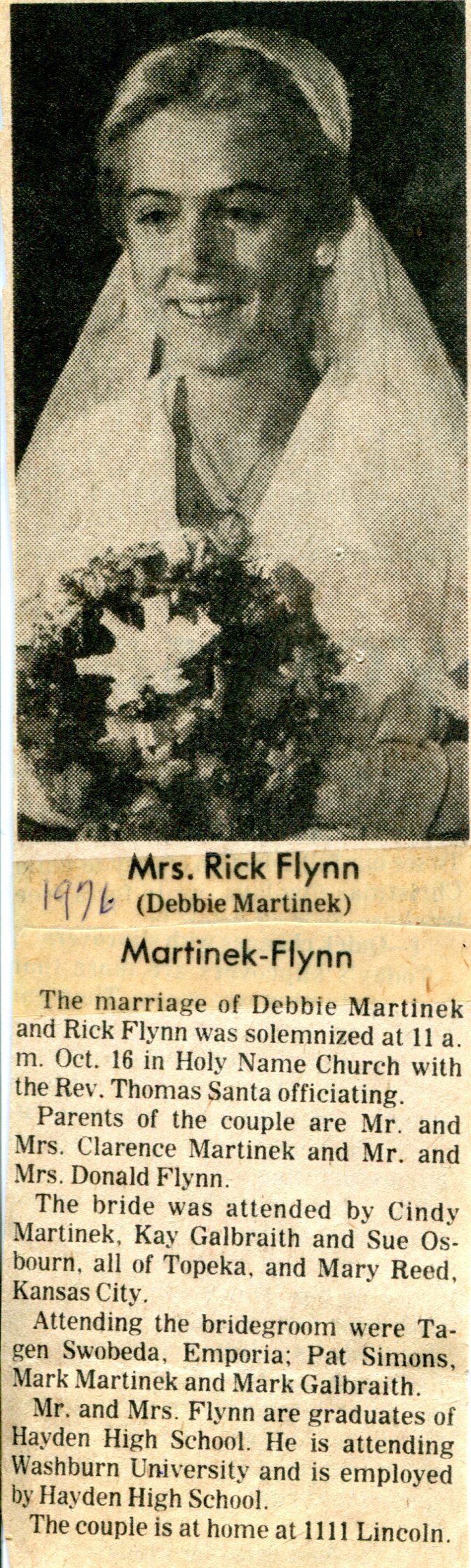 Documents Marriage Martinek, DebbieFlynn, Rick Rossville Kansas
